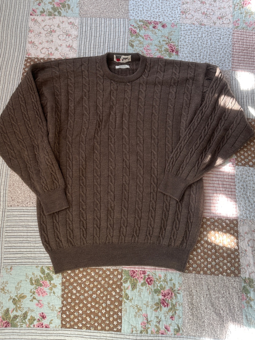 Pringle of Scotland brown cable knit wool sweater